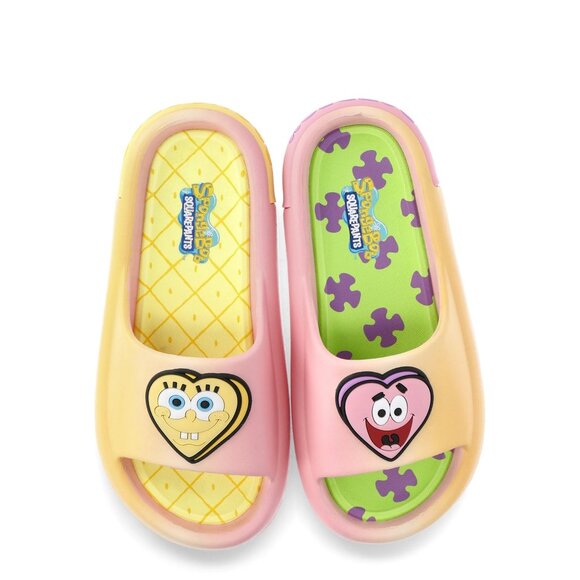 SpongeBob SquarePants Slide Sandals Pink Yellow Woman Size 9 - Picture 1 of 5